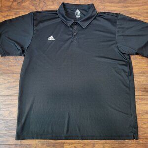 ADIDAS Team Performance Solid Black Embroidered Logo Polo Shirt sz XXL 2X Sporty